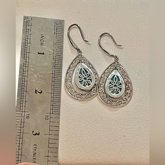Vintage ATI .925 Barse Thailand STERLING & Turquoise Earring and Pendant Set - Picture 7 of 11
